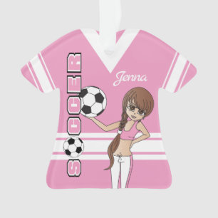 Ornamento Rosa bonito da menina do futebol da juventude