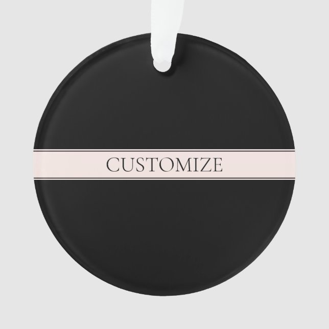 Ornamento Rosa claro Blush Stripe e Texto Editável Elegante (Frente)