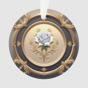 Ornamento Rosa Elegante com Moldura Decorativa Ornamentada