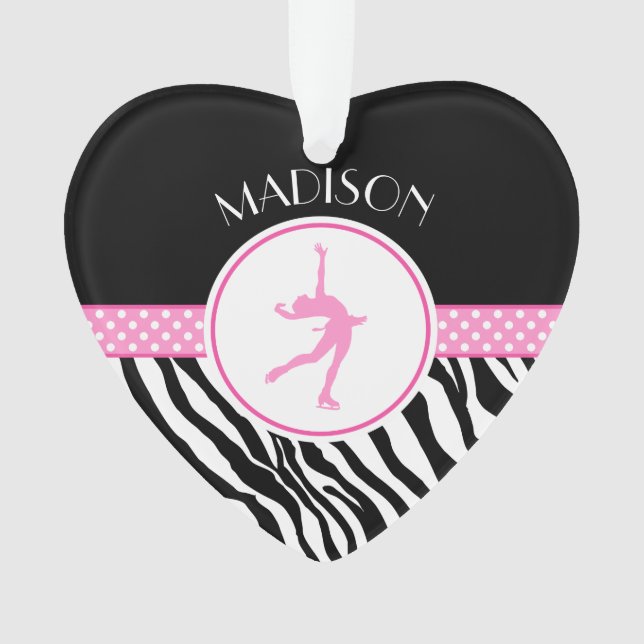 Ornamento Rosa Seu Nome Zebra Imprima Figura Patinação (Frente)