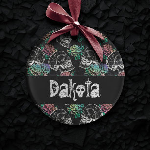 Ornamento Rosas de madeira do crânio   Girly Pastel Grunge 