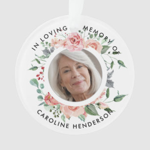 Ornamento Rosas em Aquarela Rosa Em Memória Carinhosa Foto