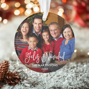 Ornamento Roteiro de Caligrafia Feliz Navidad Foto Vermelho