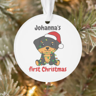 Ornamento Rottweiler Bebês de Natal primeiro Cão de Natal