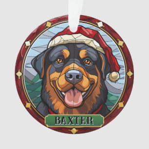 Ornamento Rottweiler de Vidro Conservado Personalizado