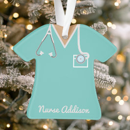 Ornamento Roupas de Enfermeira Azul Personalizadas Presente