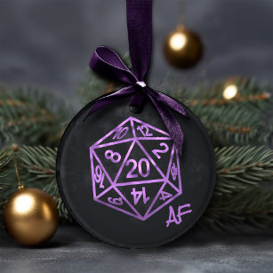 Ornamento Roxo D20 Crit AF   RPG Tabletop Role Player Dice