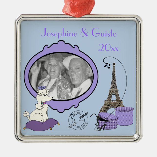 Ornamento Roxo do Themed Photo Keepsasaokê (Frente)