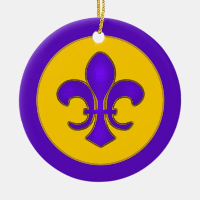 Ornamento roxo e Dourado da flor de lis (Frente)