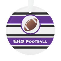 Ornamento roxo e preto personalizado do futebol