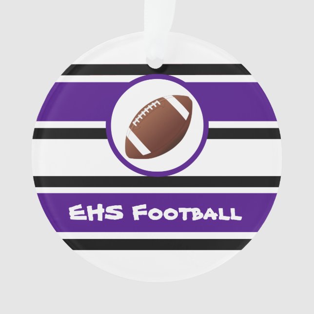 Ornamento roxo e preto personalizado do futebol (Frente)
