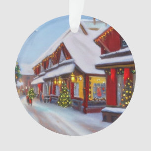 Ornamento Rua da cidade nevada no Natal