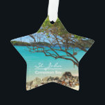 Ornamento Rua. John Cinnamon Bay Beach Round Ornament<br><div class="desc">Linda Rua John Island, Cinnamon Bay Beach. Este adorável ornamento tropical de dois lados apresenta uma vista espantosa de Ruas. A popular praia Cinnamon Bay de John USVI! Este ornamento vem em diferentes formas também! É uma maravilhosa adição à sua coleção de ornamentos, e um presente de excelente para a...</div>