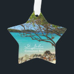 Ornamento Rua. John Cinnamon Bay Beach Round Ornament<br><div class="desc">Linda Rua John Island, Cinnamon Bay Beach. Este adorável ornamento tropical de dois lados apresenta uma vista espantosa de Ruas. A popular praia Cinnamon Bay de John USVI! Este ornamento vem em diferentes formas também! É uma maravilhosa adição à sua coleção de ornamentos, e um presente de excelente para a...</div>