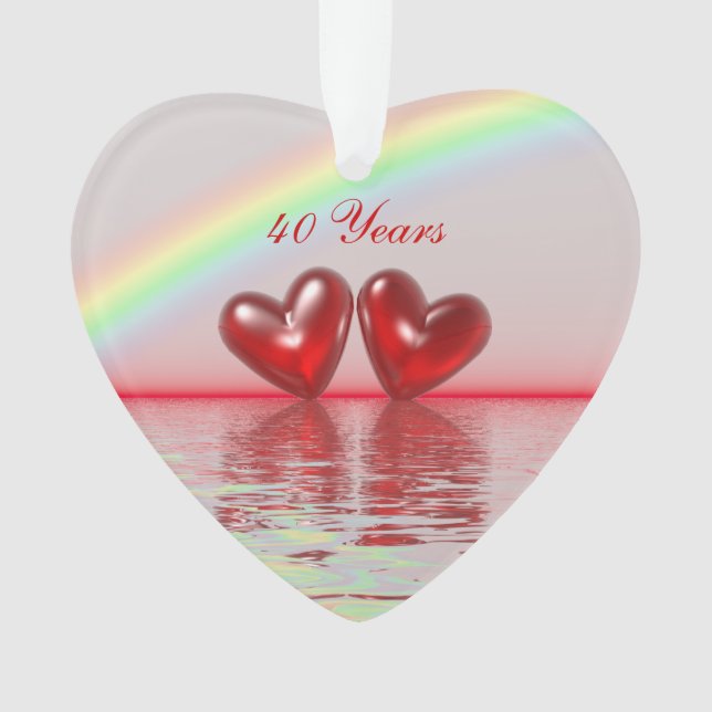 Ornamento Ruby Hearts do 40º aniversário (Frente)