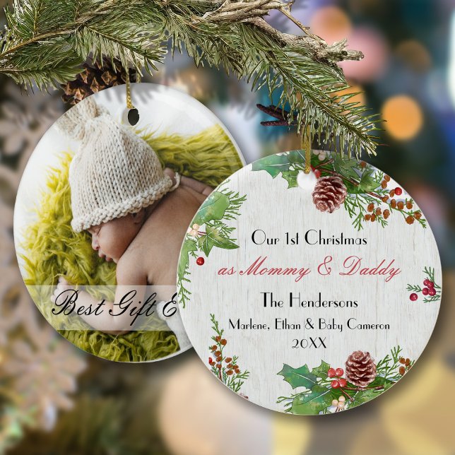 Ornamento Rustic 1rua Xmas Nova Mãe e Pai - Foto do Marco (Criador carregado)