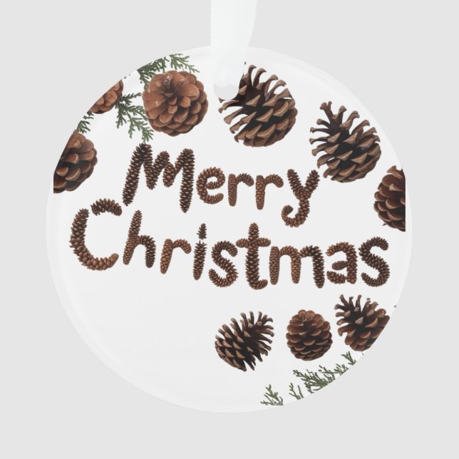 Ornamento Rustic Pinecone Merry Christmas Acrylic Ornament (Frente)