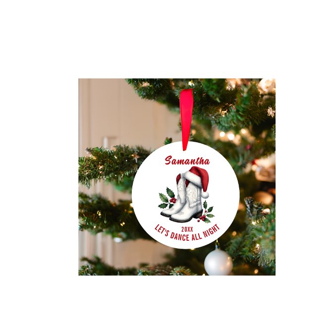 Ornamento Rustic White Country Cowboy Boots (Criador carregado)