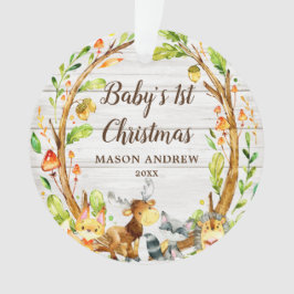 Ornamento Rustic Woodland Animal Baby's First Christmas
