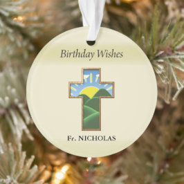 Ornamento Sacerdote Cruzado de Aniversário Personalizado