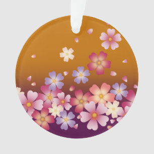 Ornamento Sakura Blossoms Borgonha e Personalizada Dourada