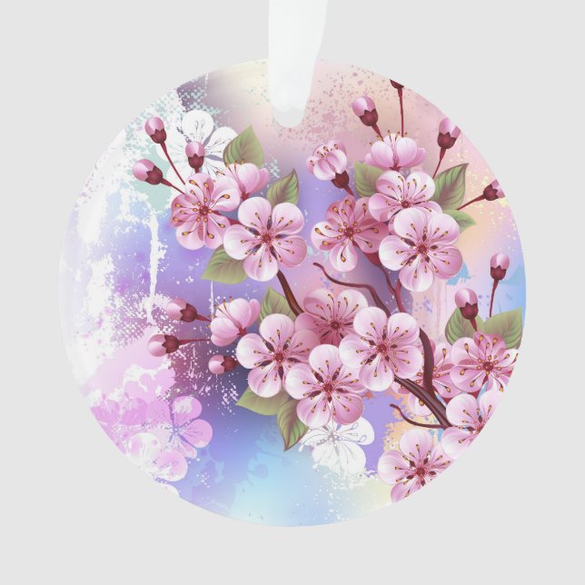 Ornamento Sakura rosa no fundo da pintura (Frente)