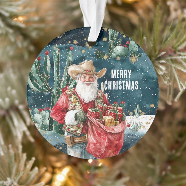 Ornamento Santa Claus Western Cowboy Christmas (Árvore)