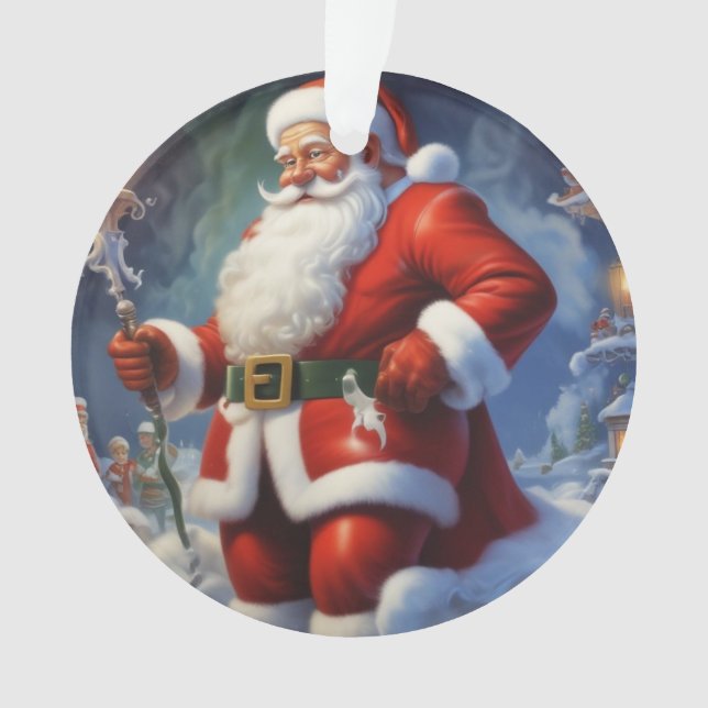 Ornamento Santa Clause Feliz Feliz ano novo de Natal (Frente)