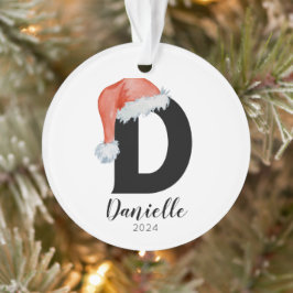Ornamento Santa Hat Simples - Letra Personalizável D Natal