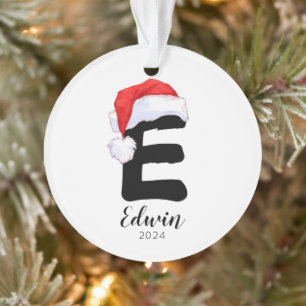 Ornamento Santa Hat Simples - Letra Personalizável E Natal