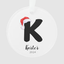 Ornamento Santa Hat Simples - Letra Personalizável K Natal