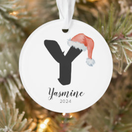 Ornamento Santa Hat Simples - Letra Personalizável Y Natal