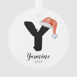 Ornamento Santa Hat Simples - Letra Personalizável Y Natal