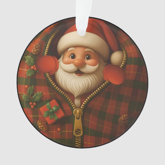 Ornamento Santa Peekaboo Cozy Christmas Ornament (Frente)