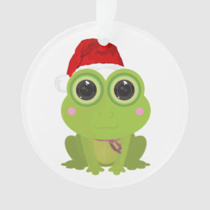 Ornamento Sapo de Natal Fofo Chapéu de Papai Noel Festa de F