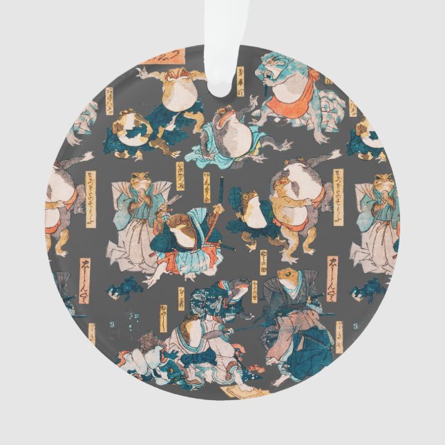 Ornamento Sapo japonês ukiyo-e Froggies (Frente)
