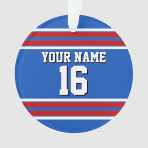 Ornamento Sapphire Blue com Red White Stripes Team Jersey