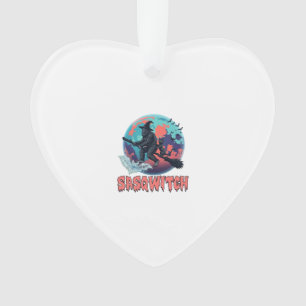 Ornamento Sasqwitch Pé Grande Vassoura de Bruxa Gato Preto L