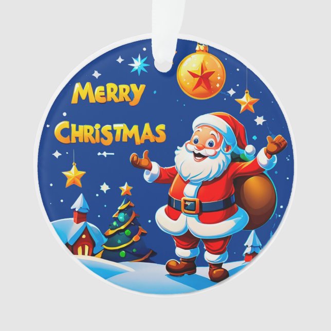 Ornamento Saudação Alegre de Papai Noel (Frente)