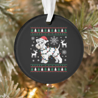 Ornamento Schnauzer Cão Natal Suéter Feio Chapéu de Papai No