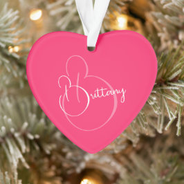 Ornamento Script Elegante Simples Personalizado Rosa Natal