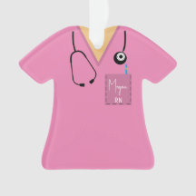 Scrub Top Ornament - Cor-de-rosa com pele clara Or