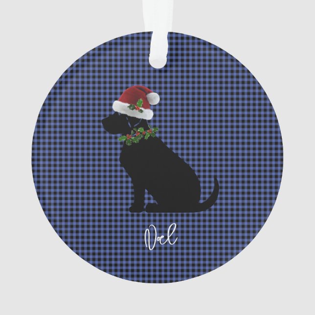 Ornamento Seleção de Natal Blue Black Lab Nome Diversão (Verso)