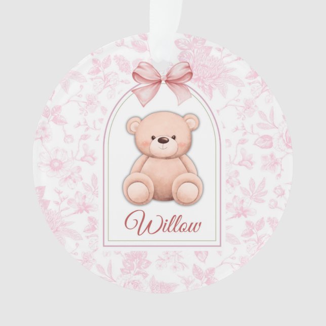 Ornamento Selvagem | Design de Enfermeiro de Urso Rosa Perso (Frente)