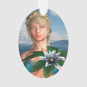 Ornamento Sereia com Água Lily Flower