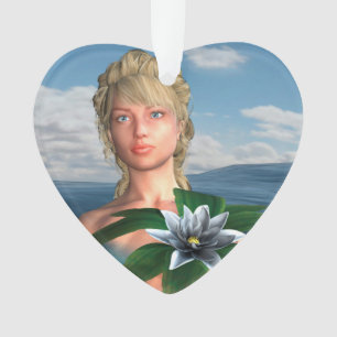 Ornamento Sereia com Água Lily Flower