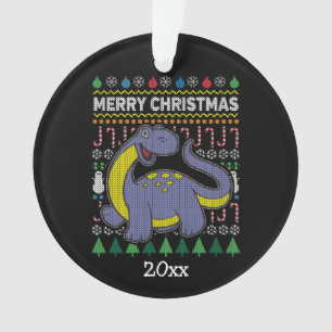 Ornamento Série Dino Purple Ugly Christmas Sweater