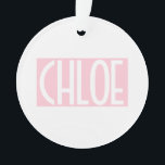 Ornamento Seu nome | Texto branco a negrito sobre Rosas clar<br><div class="desc">Pegando os olhos e moderno.</div>