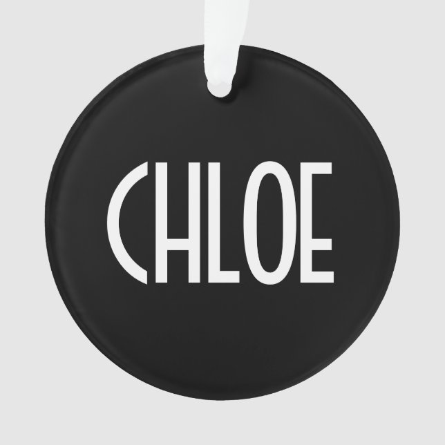Ornamento Seu Nome, Texto Branco Negrito | Preto (Frente)