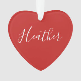 Ornamento Seu Script Branco Personalizado em Vermelho